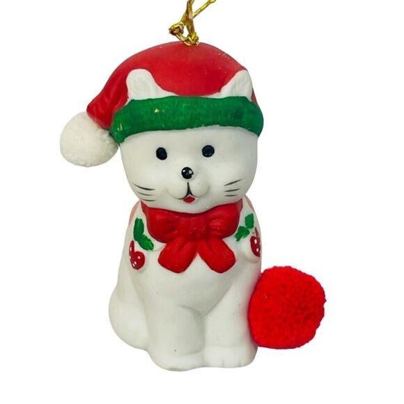 Vintage Cat Jolly Jingles Hand Painted Porcelain Bell Ornament Christmas w Box - Picture 1 of 8